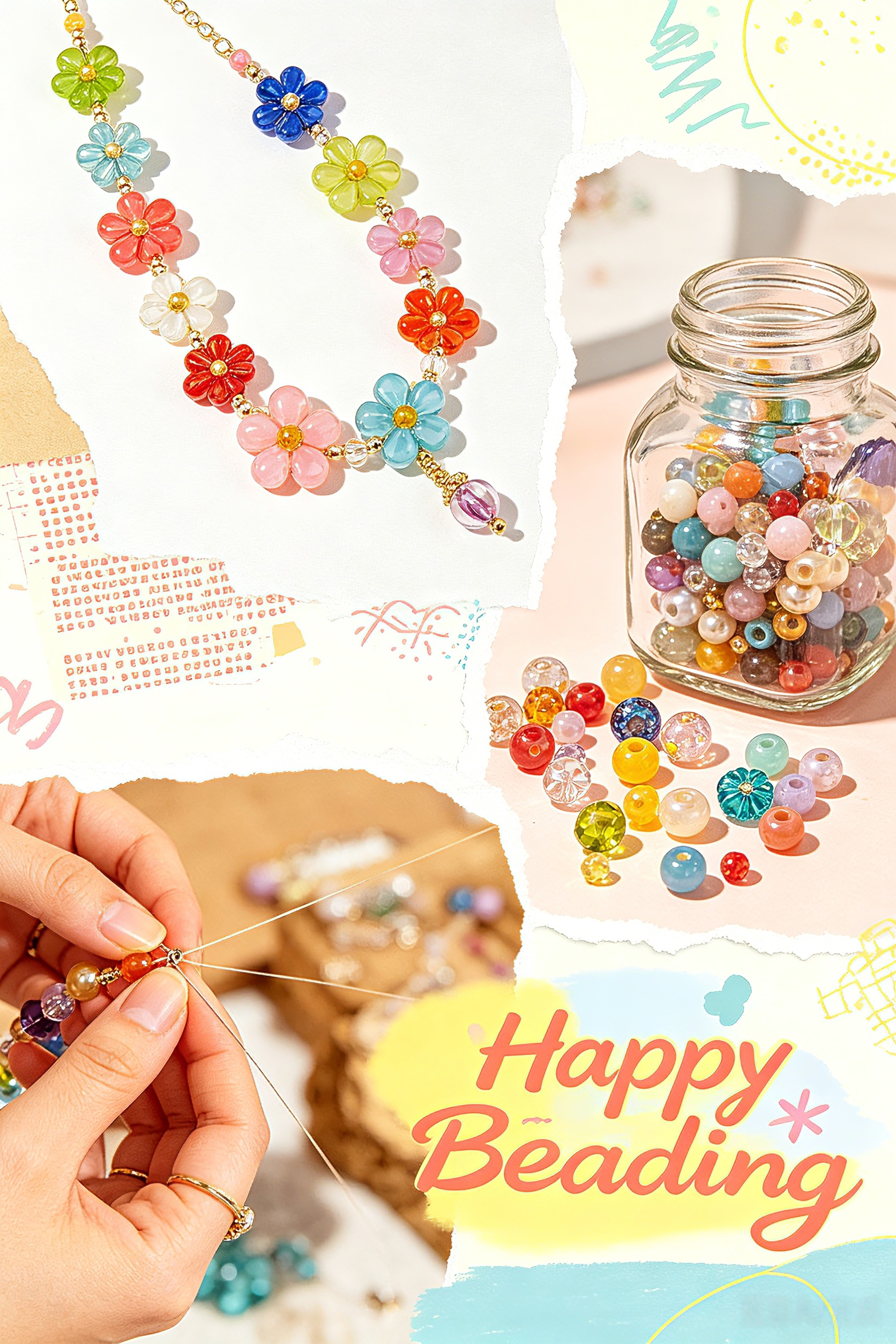 Happy Blooms DIY Beading Kit – Colorful Flower Necklace Making Set