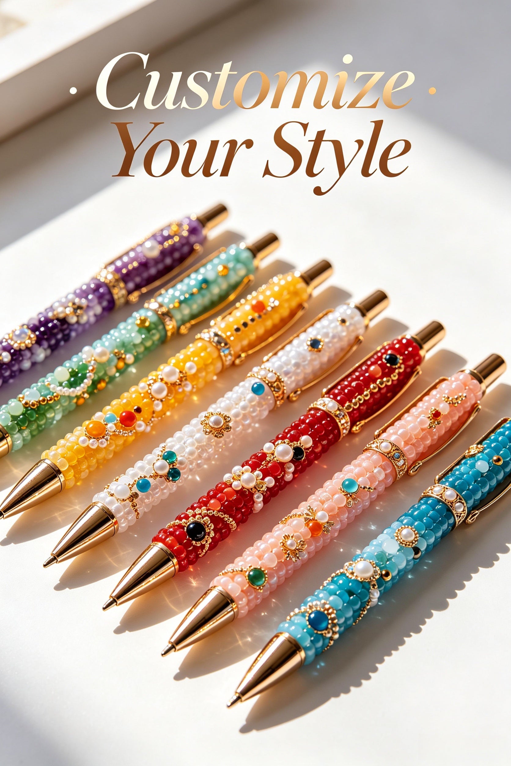 Luxe Beaded Pen Collection – Custom Pearl & Gemstone Writing Pens